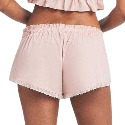 Dusty Pink - Back - Skims Womens-Ladies Woven Lace Trim Shorts