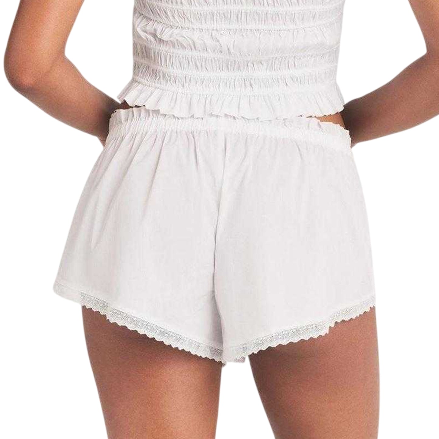 Snow - Back - Skims Womens-Ladies Woven Lace Trim Shorts