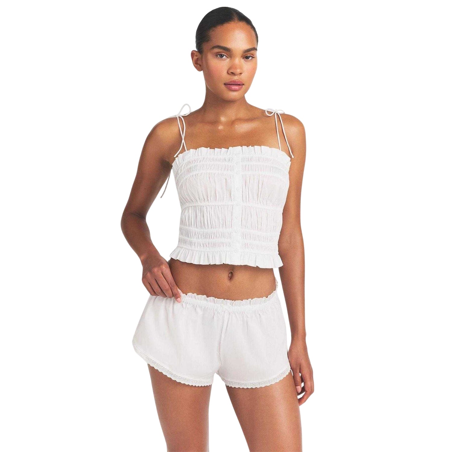 Snow - Side - Skims Womens-Ladies Woven Lace Trim Shorts