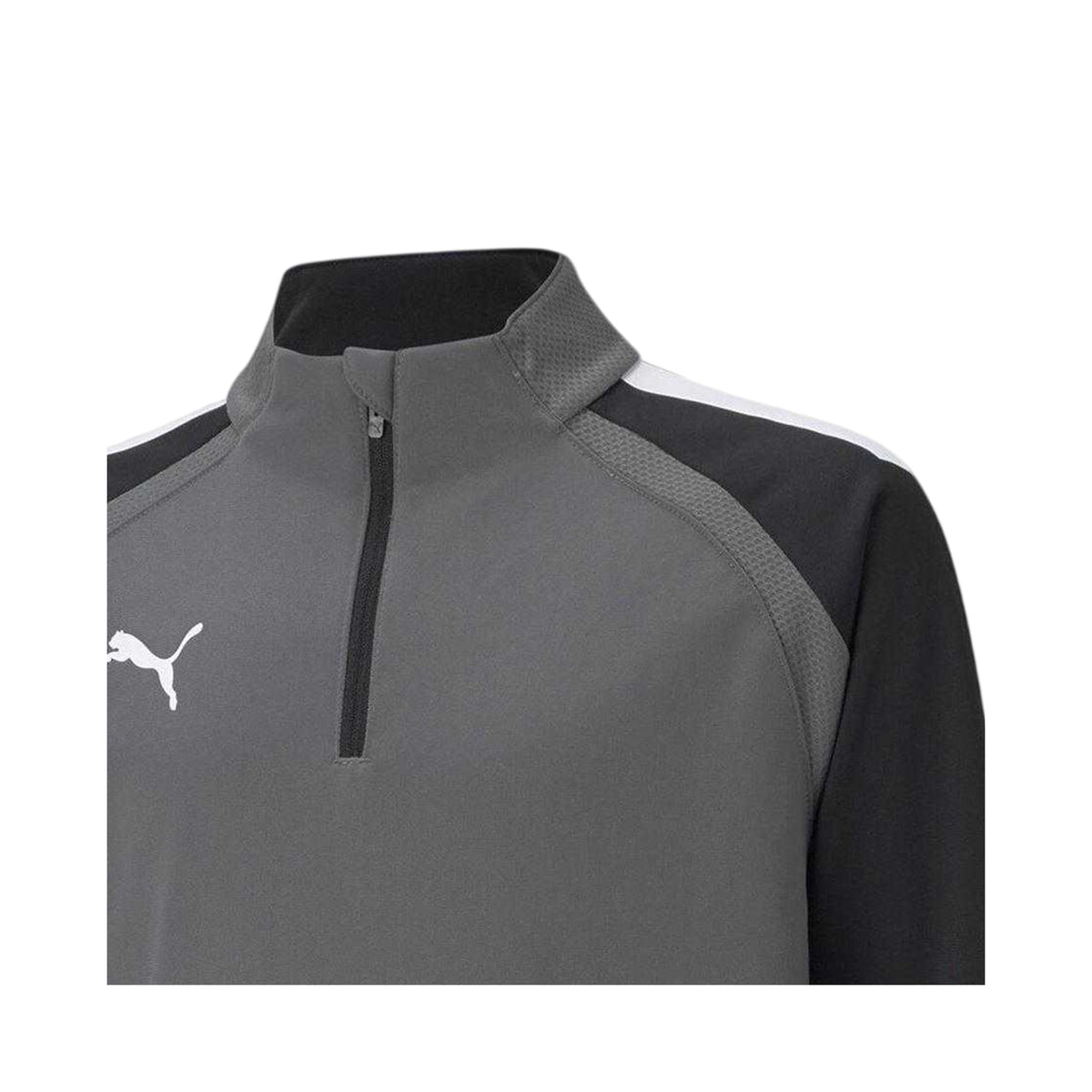 Grey - Side - Puma Childrens-Kids TeamLIGA Quarter Zip Fleece Top