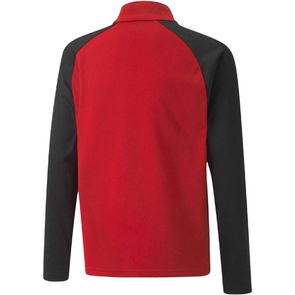Red - Back - Puma Childrens-Kids TeamLIGA Quarter Zip Fleece Top