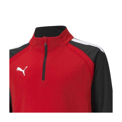 Red - Side - Puma Childrens-Kids TeamLIGA Quarter Zip Fleece Top