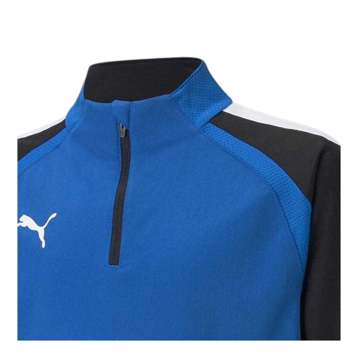 Blue - Side - Puma Childrens-Kids TeamLIGA Quarter Zip Fleece Top