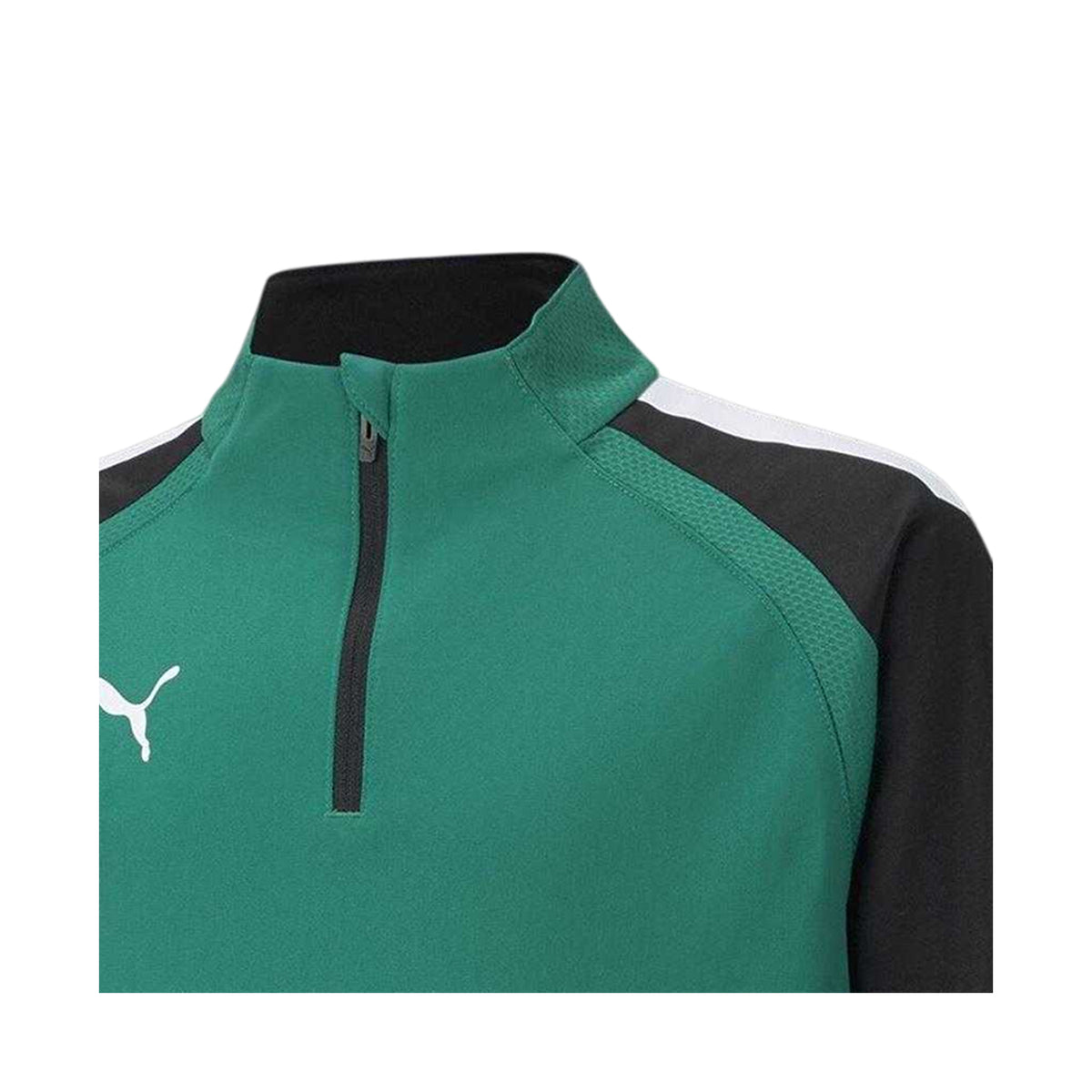 Green - Side - Puma Childrens-Kids TeamLIGA Quarter Zip Fleece Top