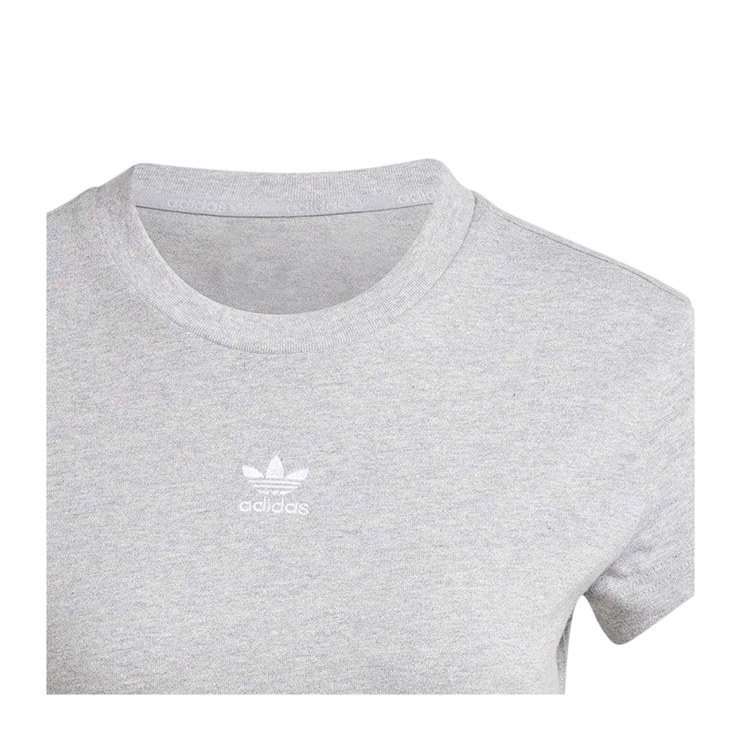 Medium Grey - Side - Adidas Womens-Ladies Essentials Embroidered Logo Slim Short-Sleeved T-Shirt