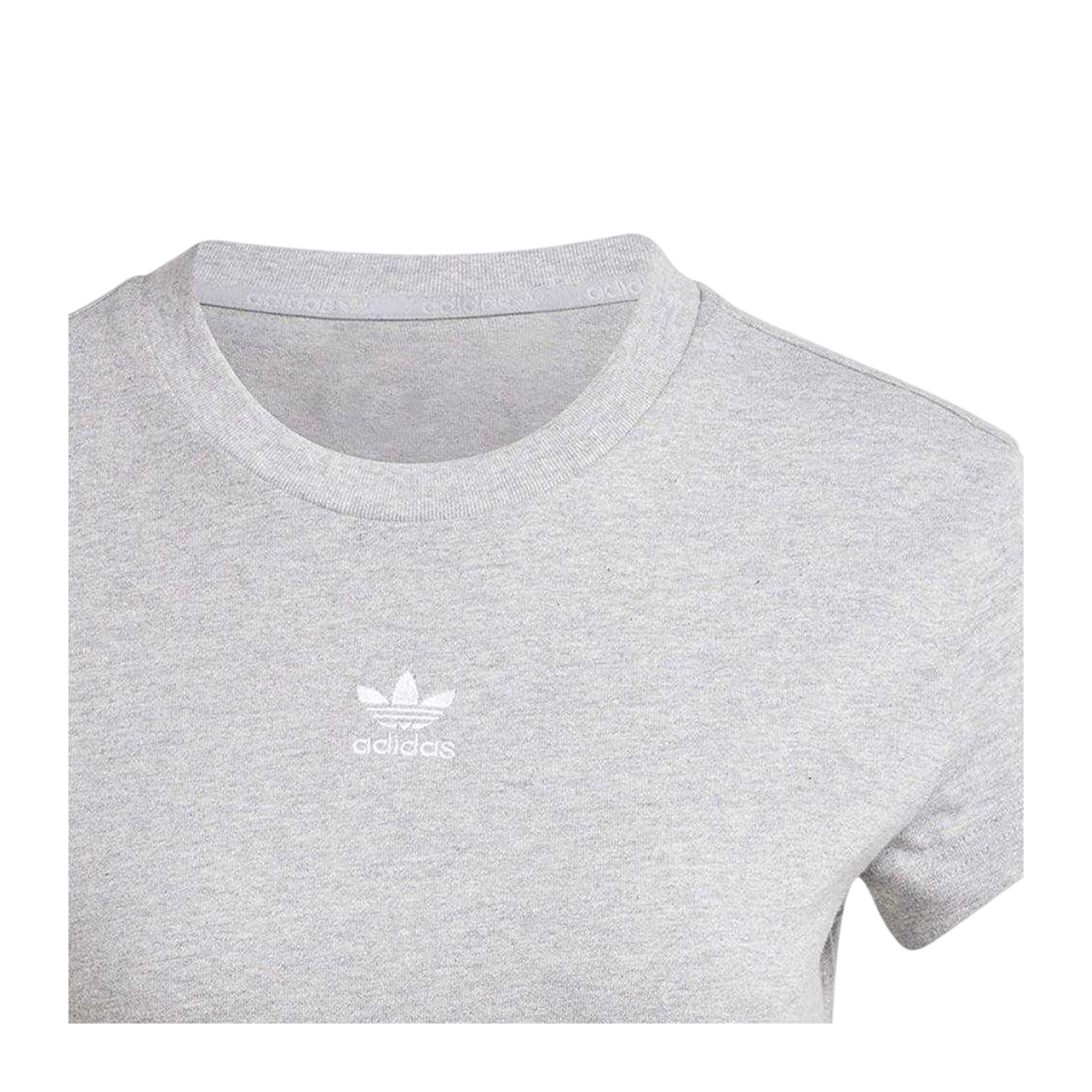 Medium Grey - Side - Adidas Womens-Ladies Essentials Embroidered Logo Slim Short-Sleeved T-Shirt
