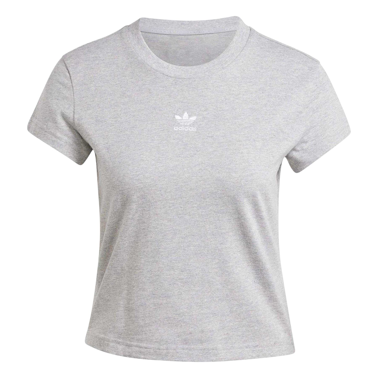 Medium Grey - Front - Adidas Womens-Ladies Essentials Embroidered Logo Slim Short-Sleeved T-Shirt