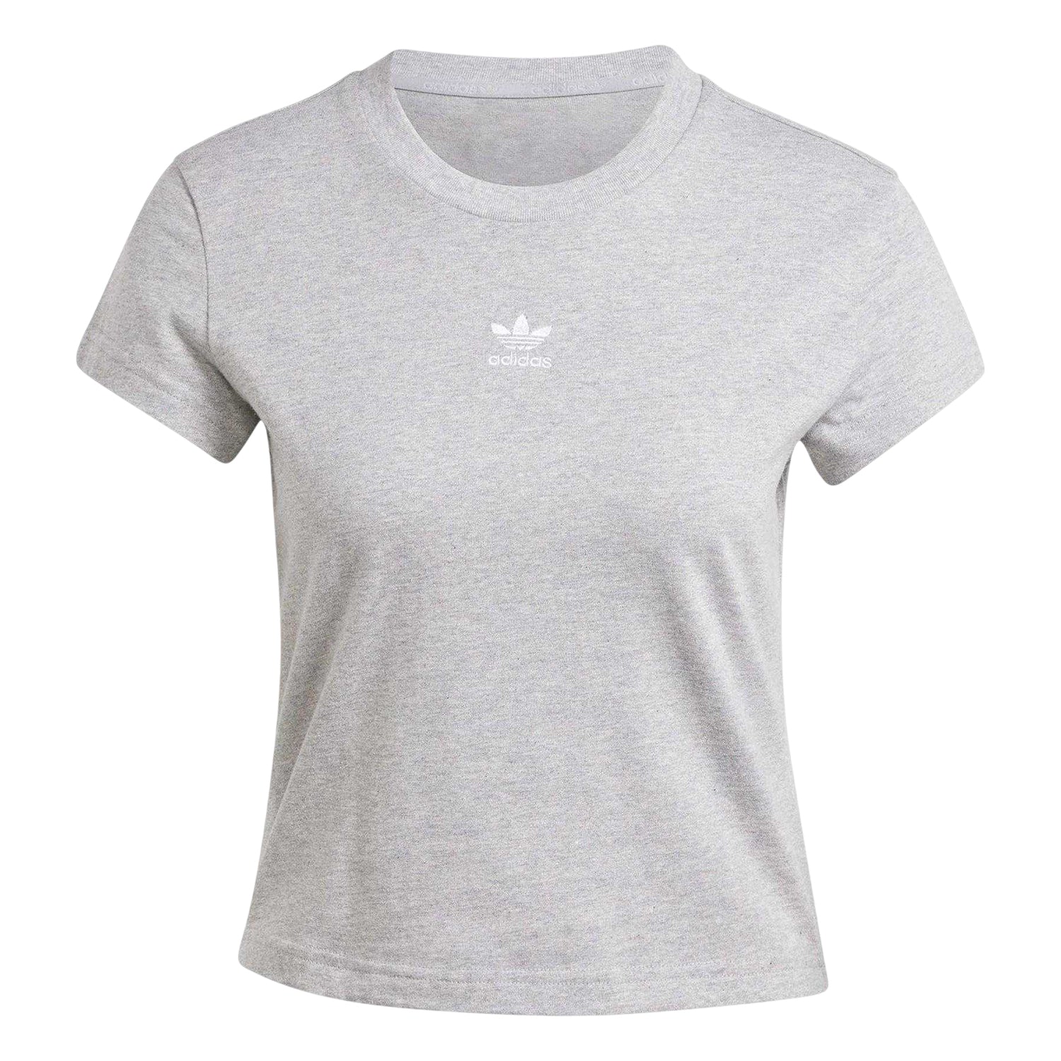 Medium Grey - Front - Adidas Womens-Ladies Essentials Embroidered Logo Slim Short-Sleeved T-Shirt