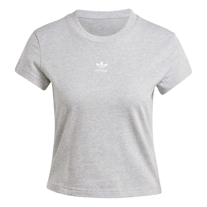 Medium Grey - Front - Adidas Womens-Ladies Essentials Embroidered Logo Slim Short-Sleeved T-Shirt