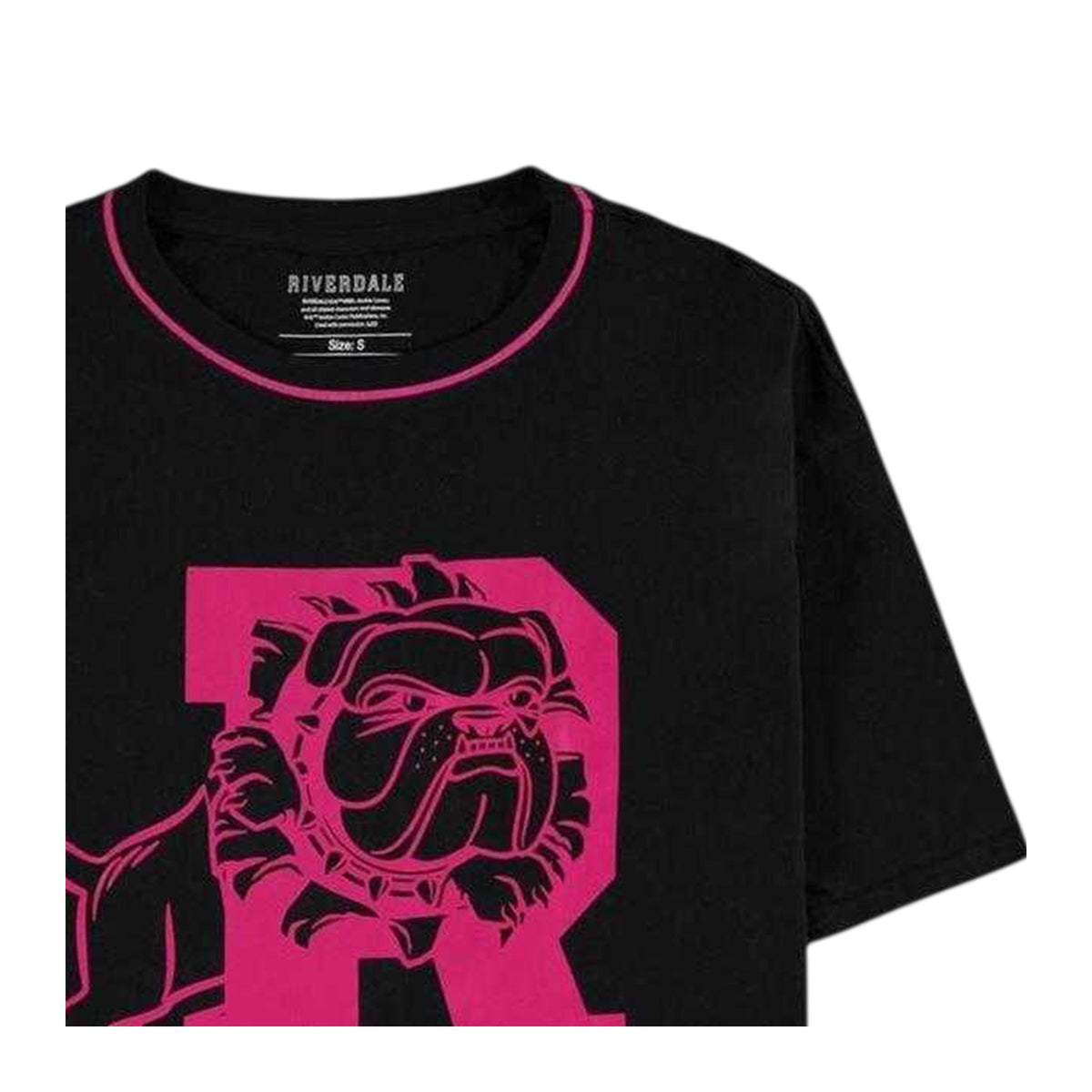 Black-Pink - Side - Riverdale Womens-Ladies Bulldog Regular T-Shirt