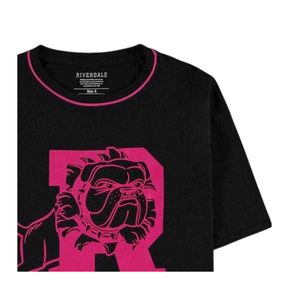 Black-Pink - Side - Riverdale Womens-Ladies Bulldog Regular T-Shirt