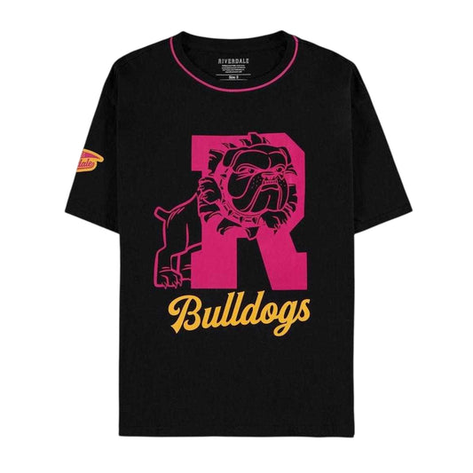 Black-Pink - Front - Riverdale Womens-Ladies Bulldog Regular T-Shirt