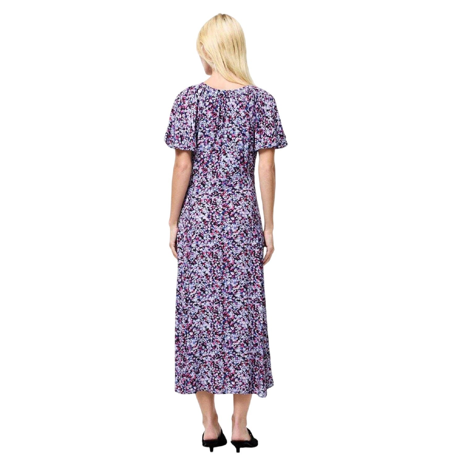 Blue - Back - French Connection Womens-Ladies Lizzy Fitted And Flared Midi Dress