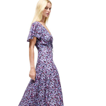 Blue - Side - French Connection Womens-Ladies Lizzy Fitted And Flared Midi Dress
