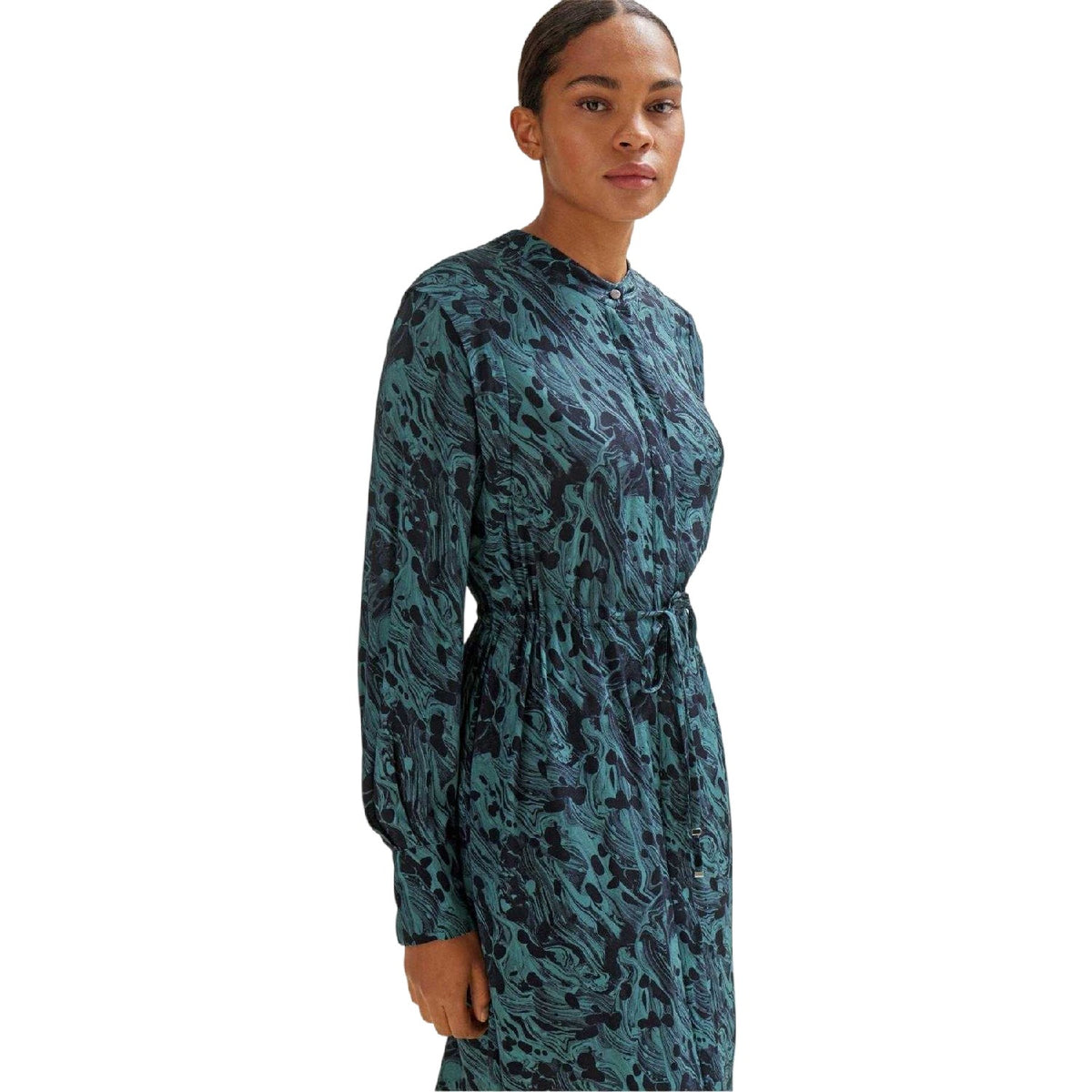 Green - Side - Boss Womens-Ladies Dalati Abstract Collared Midi Shirt Dress
