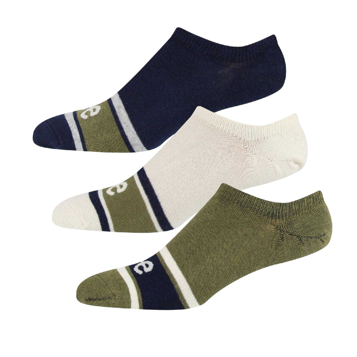 Blue-Ecru-Olive - Front - Lee Unisex Adult Gerrard Lettering Ankle Socks (Pack of 3)