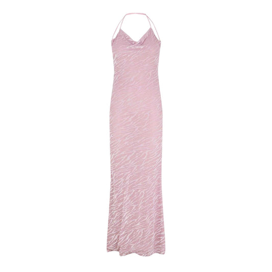 Pink - Front - Grace Jacob Womens-Ladies Zebra Print Sleeveless Maxi Dress
