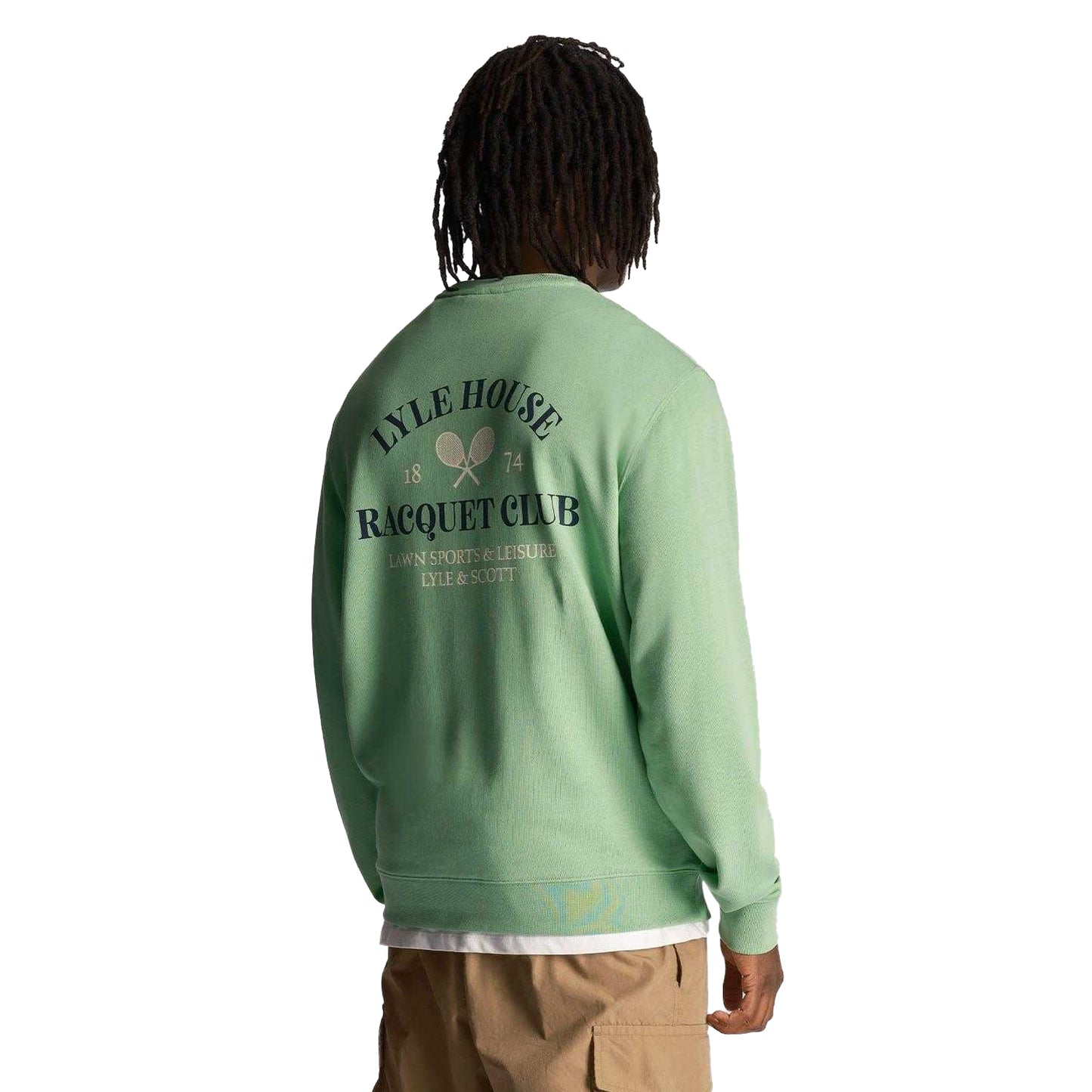 Green - Back - Lyle & Scott Mens Racquet Club Graphic Sweatshirt