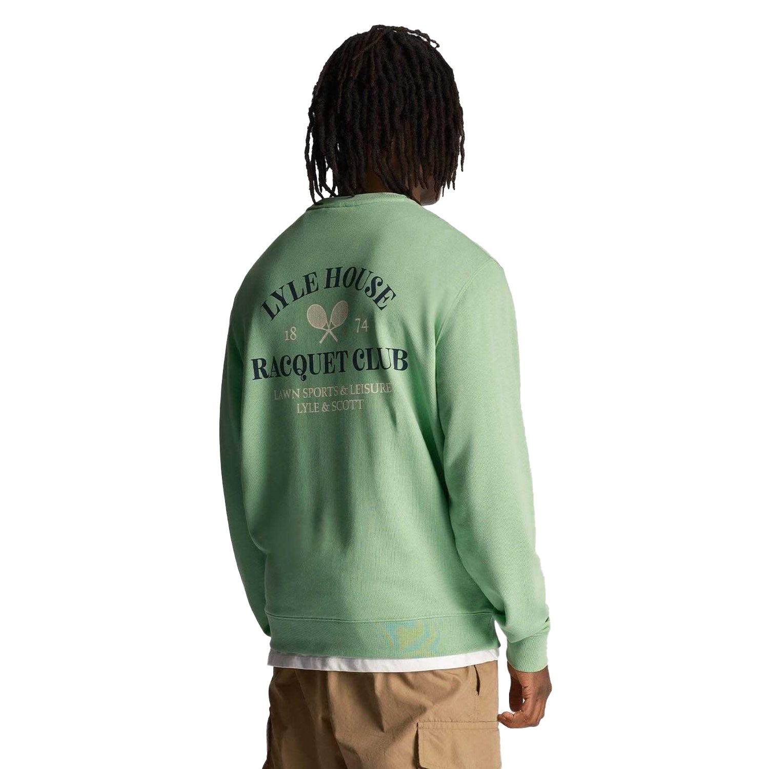 Green - Back - Lyle & Scott Mens Racquet Club Graphic Sweatshirt