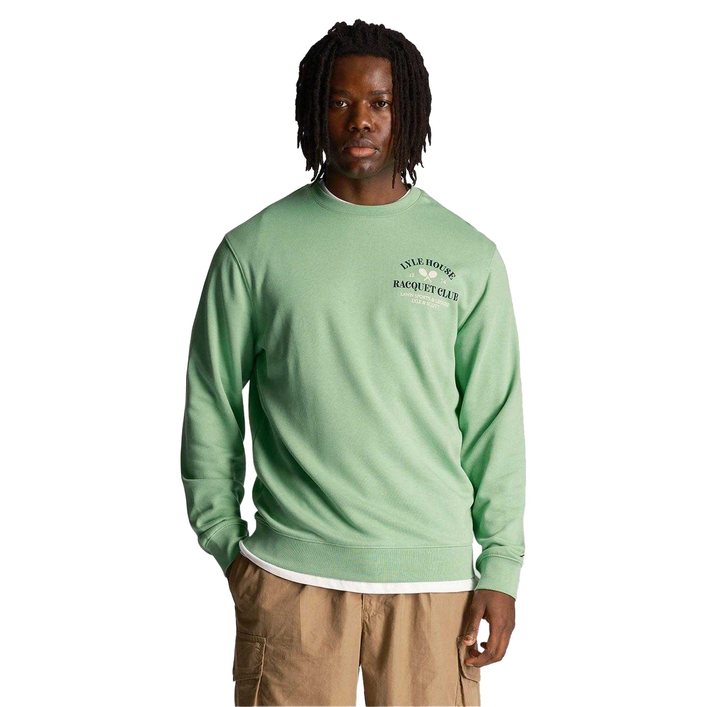 Green - Side - Lyle & Scott Mens Racquet Club Graphic Sweatshirt