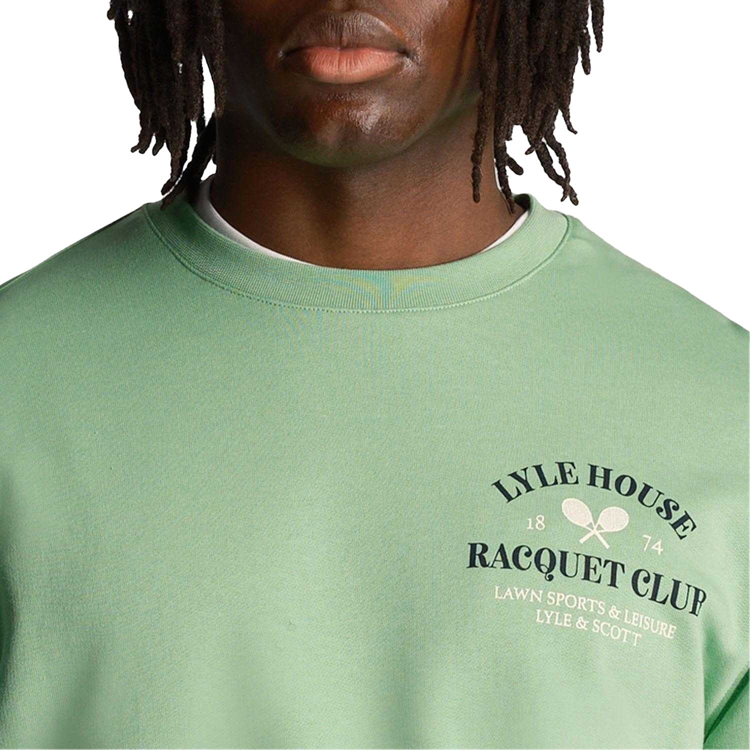 Green - Pack Shot - Lyle & Scott Mens Racquet Club Graphic Sweatshirt