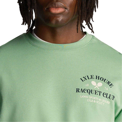 Green - Pack Shot - Lyle & Scott Mens Racquet Club Graphic Sweatshirt