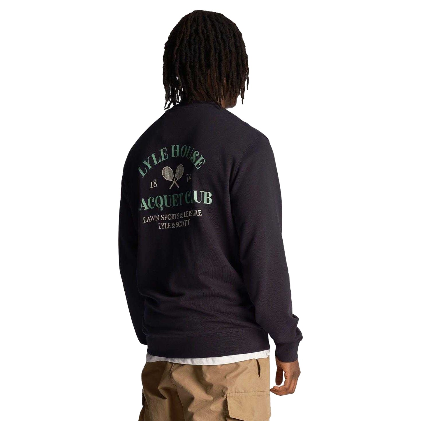 Navy - Back - Lyle & Scott Mens Racquet Club Graphic Sweatshirt