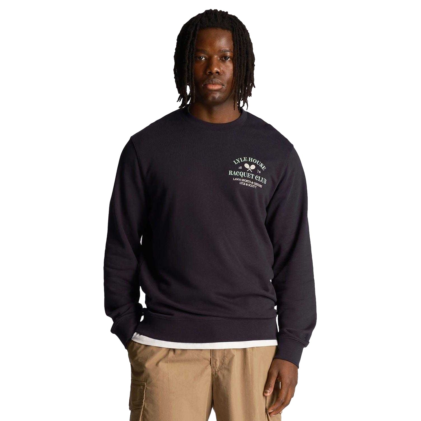 Navy - Side - Lyle & Scott Mens Racquet Club Graphic Sweatshirt