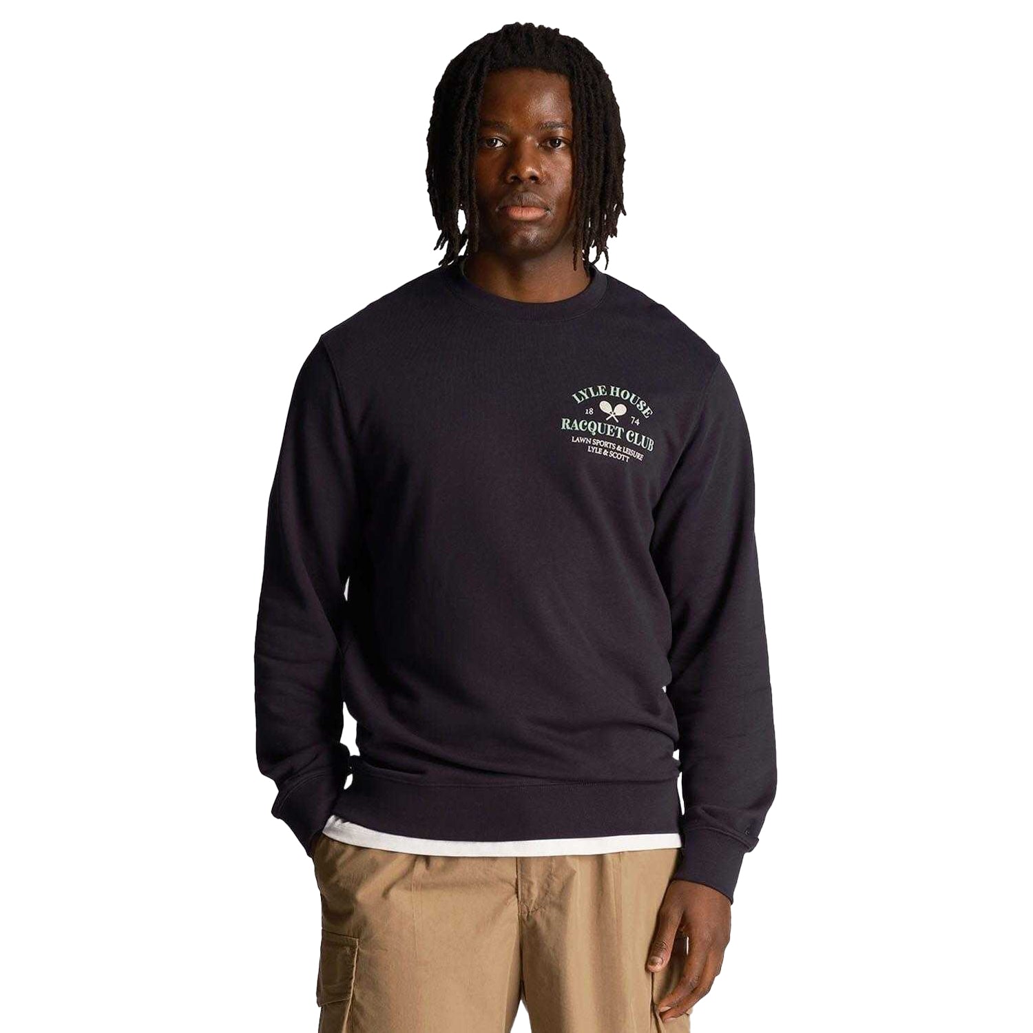 Navy - Side - Lyle & Scott Mens Racquet Club Graphic Sweatshirt