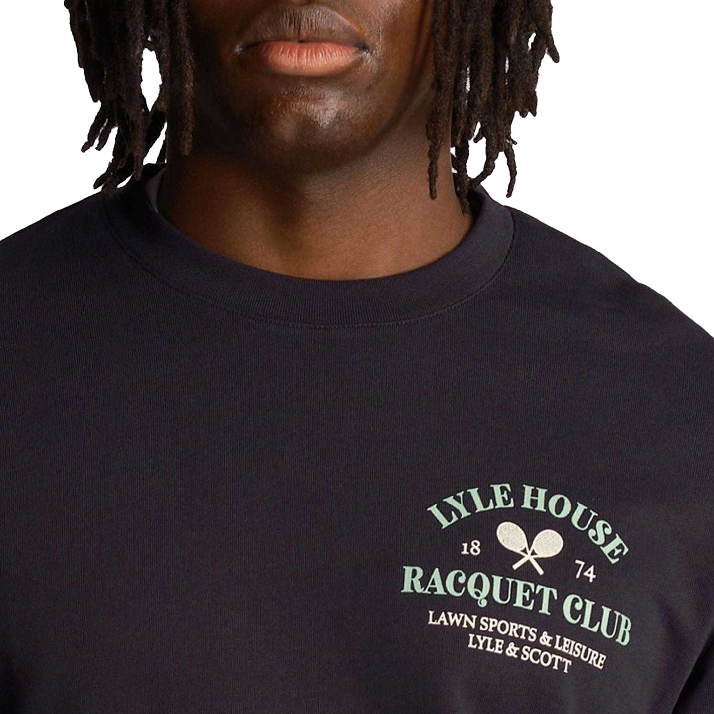 Navy - Pack Shot - Lyle & Scott Mens Racquet Club Graphic Sweatshirt
