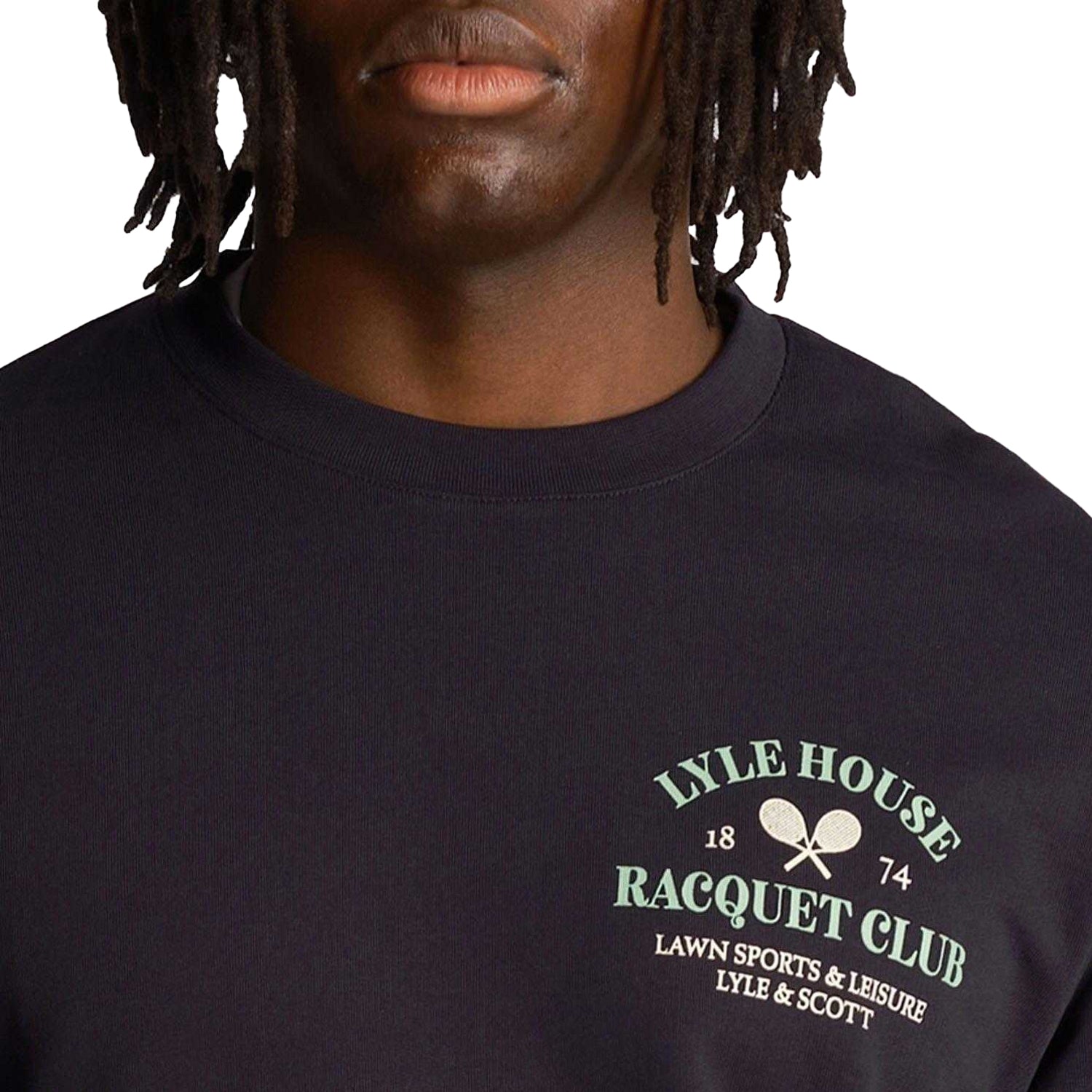 Navy - Pack Shot - Lyle & Scott Mens Racquet Club Graphic Sweatshirt