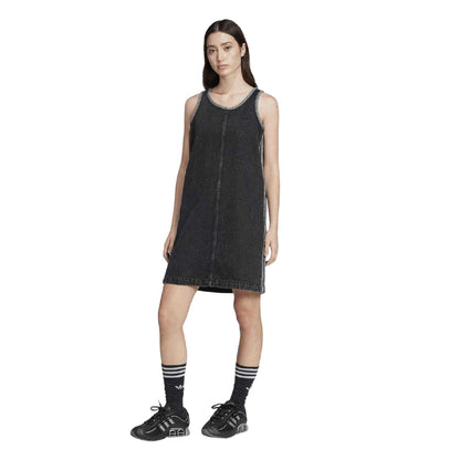 True Black - Lifestyle - Adidas Womens-Ladies 3 Stripes Denim Mini Dress