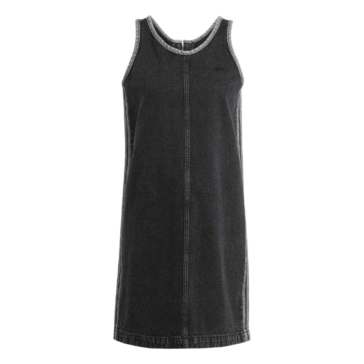 True Black - Front - Adidas Womens-Ladies 3 Stripes Denim Mini Dress