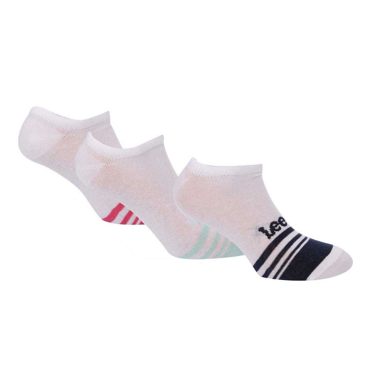 White - Front - Lee Womens-Ladies Cotton Liner Socks (Pack of 3)