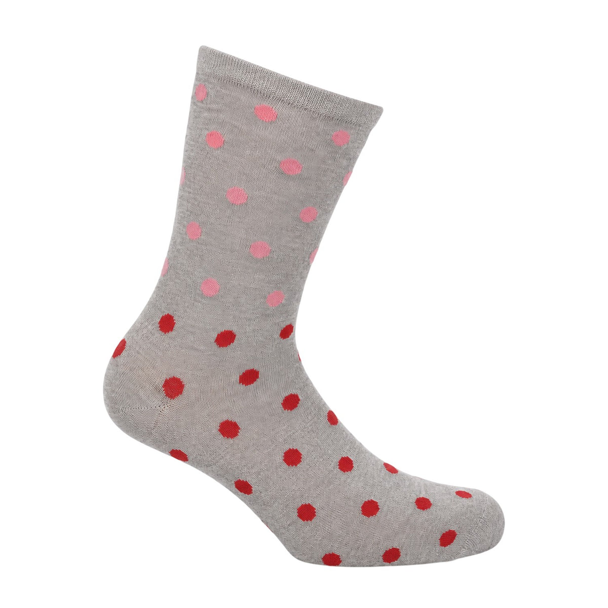 Grey - Side - Lee Womens-Ladies Polka Dot Ankle Socks (Pack of 3)