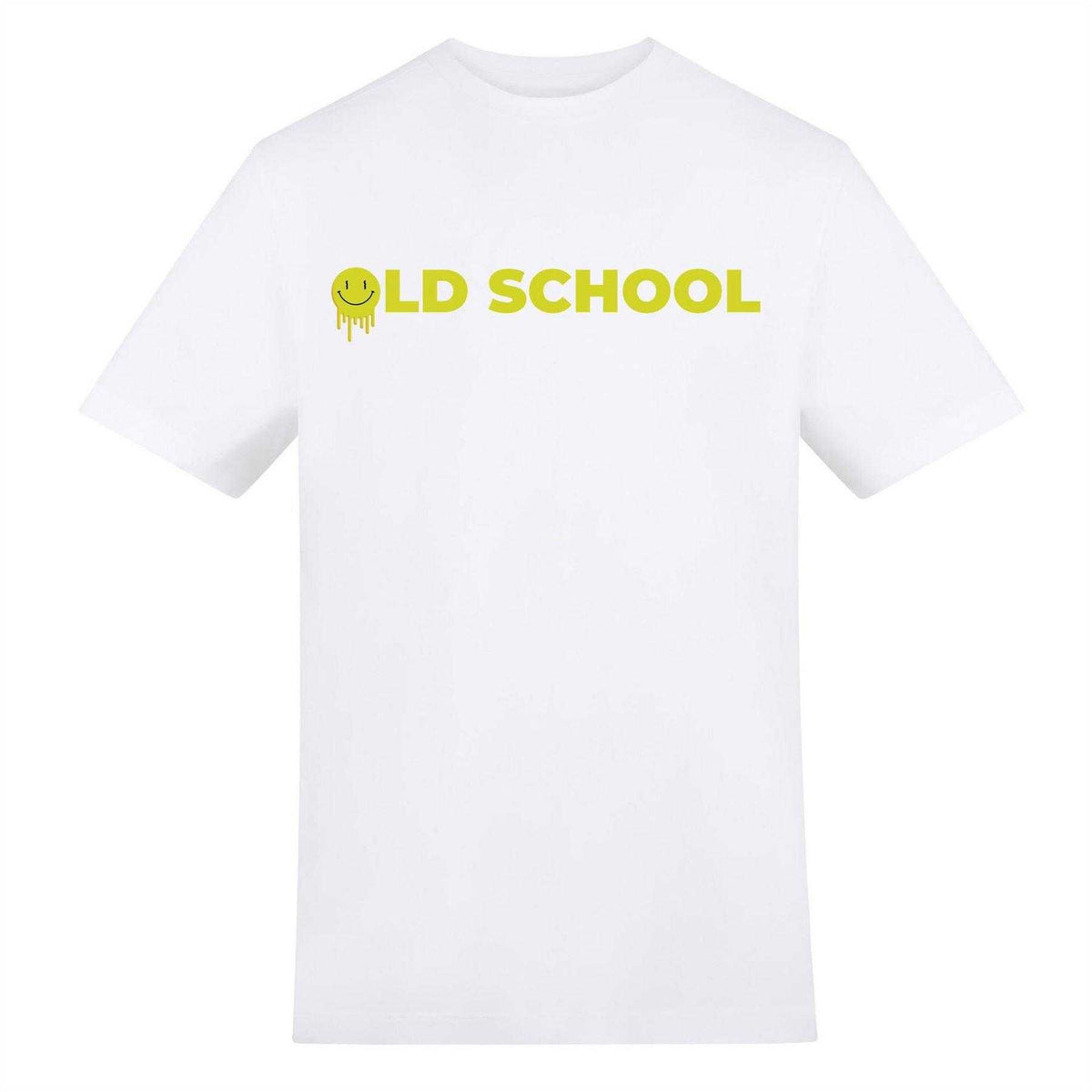 White - Front - AWD Unisex Adult Old School T-Shirt