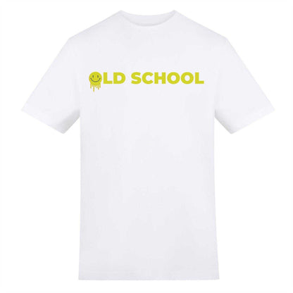 White - Front - AWD Unisex Adult Old School T-Shirt