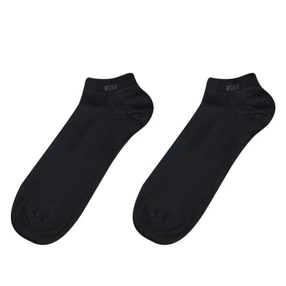 Black - Front - Boss Unisex Adult Cotton Trainer Socks (Pack of 2)