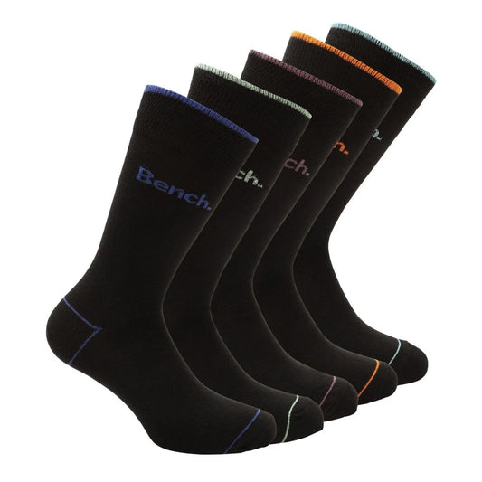 Black - Front - Bench Womens-Ladies Oberyn Crew Socks (Pack of 5)