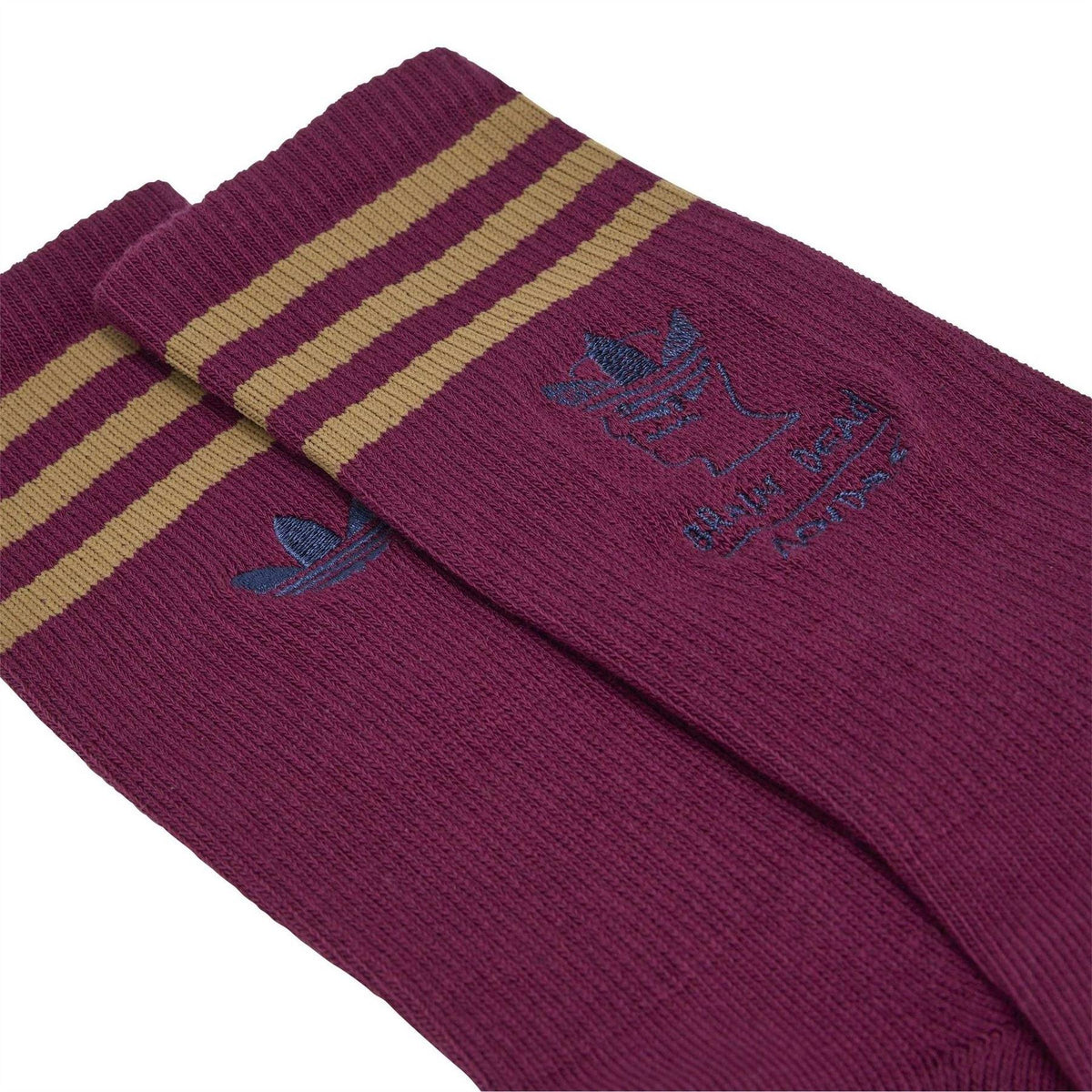 Active Red - Side - Adidas Unisex Adult Brain Dead 3 Stripes Polyamide Crew Socks (Pack of 1)