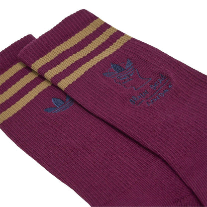 Active Red - Side - Adidas Unisex Adult Brain Dead 3 Stripes Polyamide Crew Socks (Pack of 1)