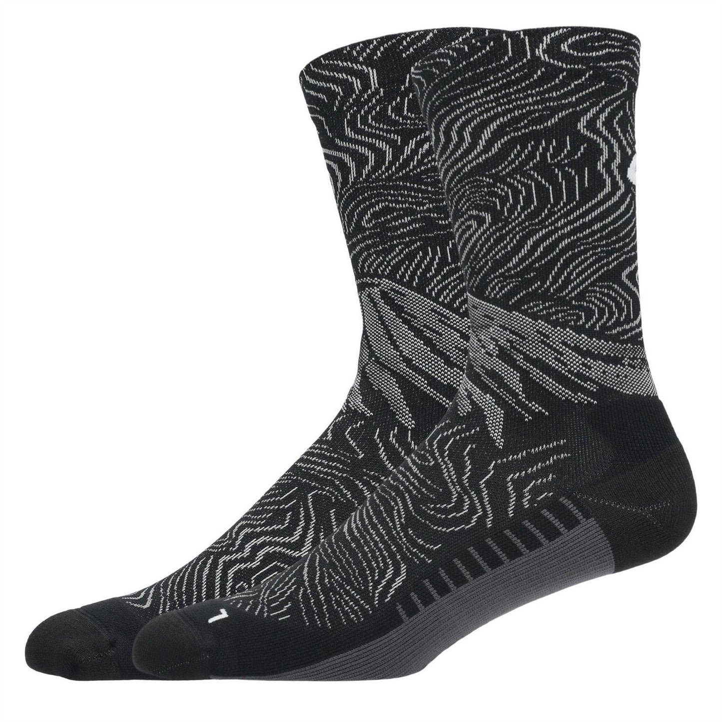 Black-Cloud Grey - Back - Asics Unisex Adult Patterned Crew Socks
