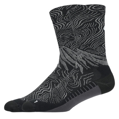 Black-Cloud Grey - Back - Asics Unisex Adult Patterned Crew Socks