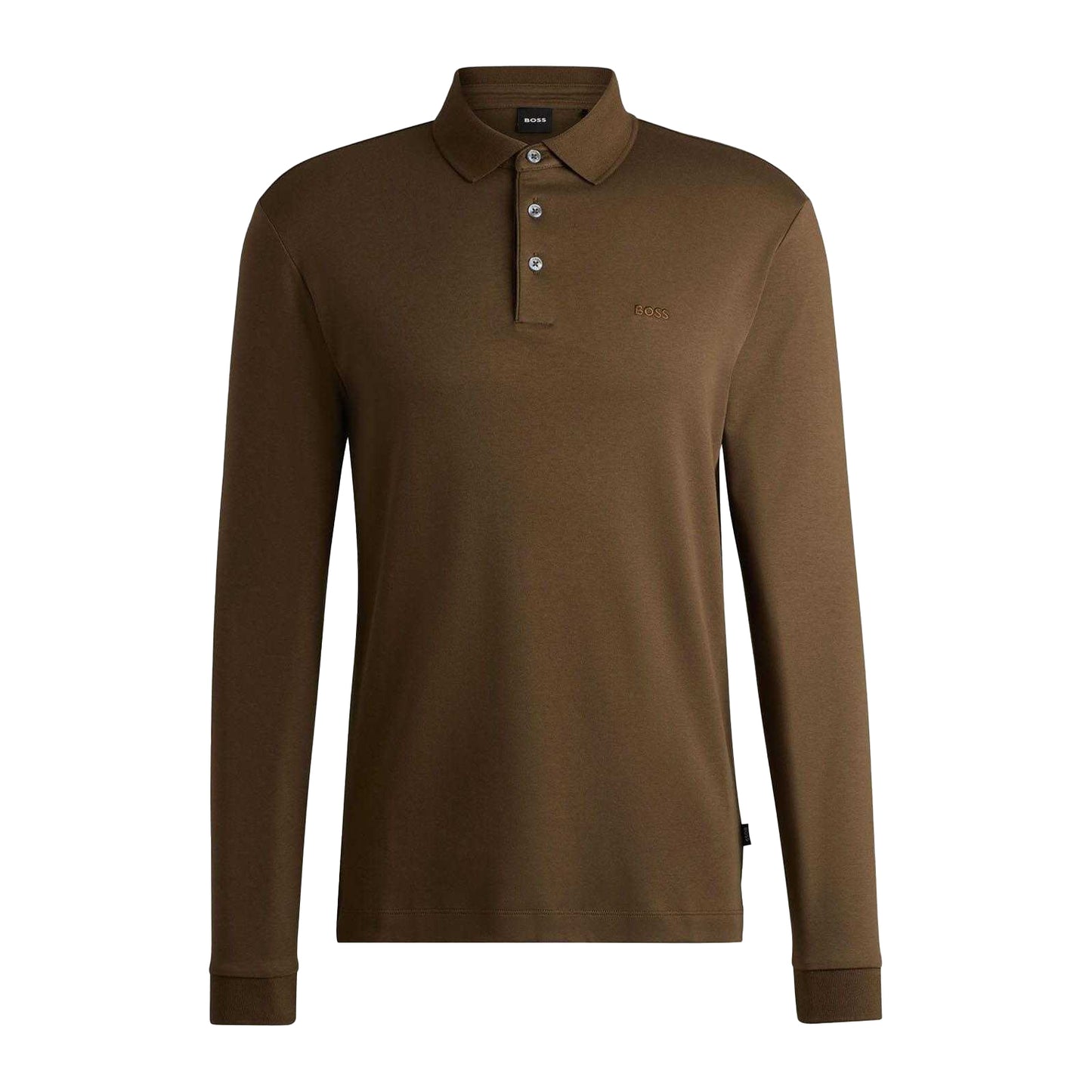 Green - Front - Boss Mens Pado 30 Embroidered Logo Long-Sleeved Polo Shirt