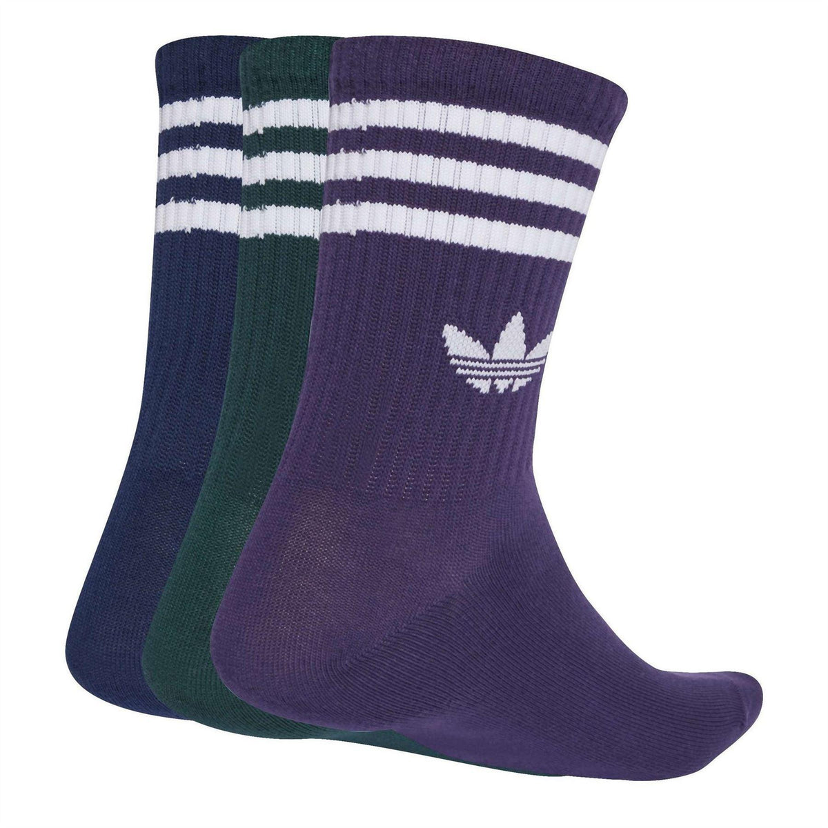 Indigo-Ivy - Back - Adidas Unisex Adult 3 Stripes Crew Socks (Pack of 3)