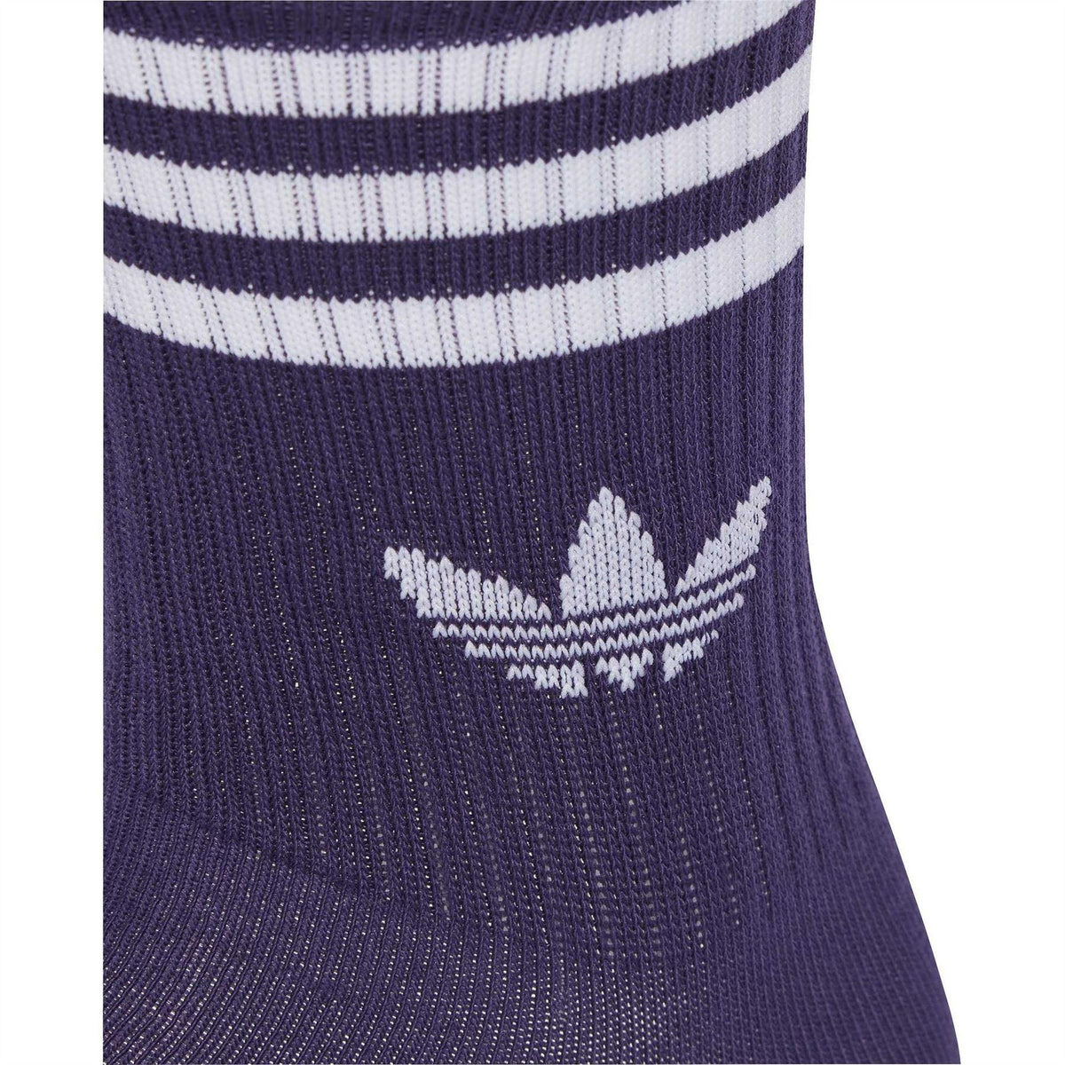 Indigo-Ivy - Side - Adidas Unisex Adult 3 Stripes Crew Socks (Pack of 3)
