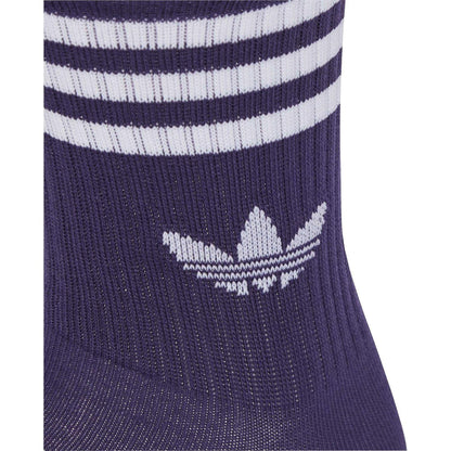Indigo-Ivy - Side - Adidas Unisex Adult 3 Stripes Crew Socks (Pack of 3)