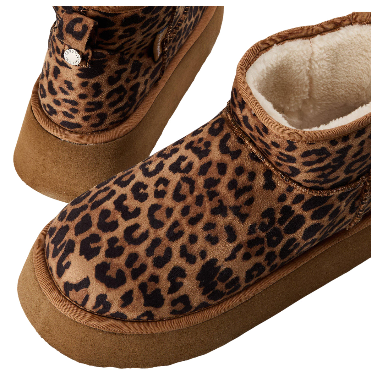 Brown-Black - Side - Steve Madden Womens-Ladies Campfire Leopard Print Ankle Boots