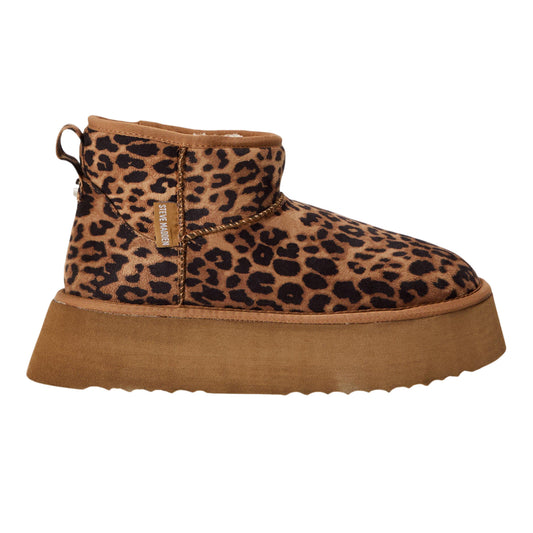 Brown-Black - Front - Steve Madden Womens-Ladies Campfire Leopard Print Ankle Boots