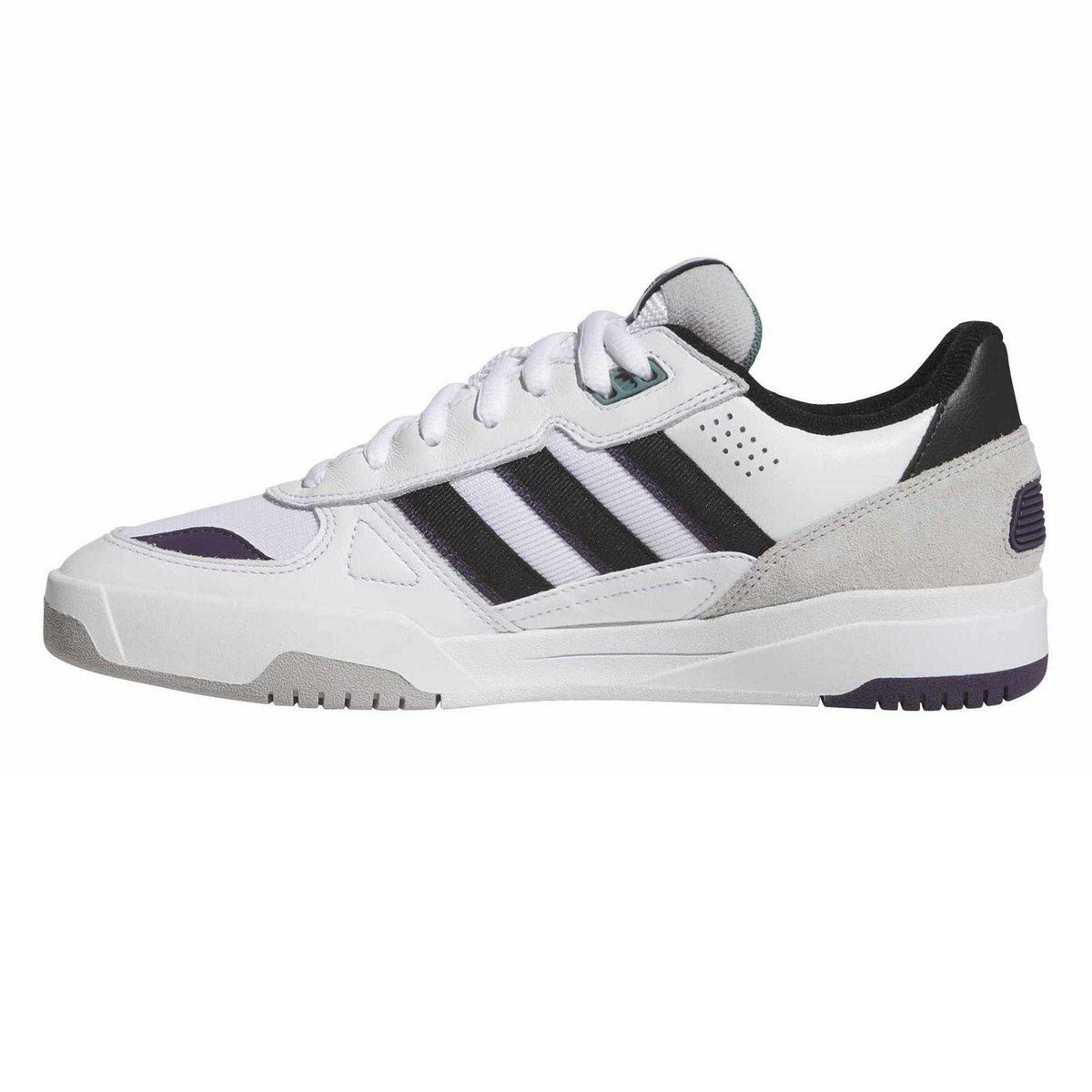 Absolute White-Core Black-Aurora Black - Side - Adidas Mens Tekkira Cup 3 Stripes Leather Walking Shoes